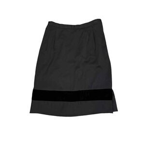 Valentino Vintage Black Wool Velvet Panel Knee Length Skirt Womens Size 10